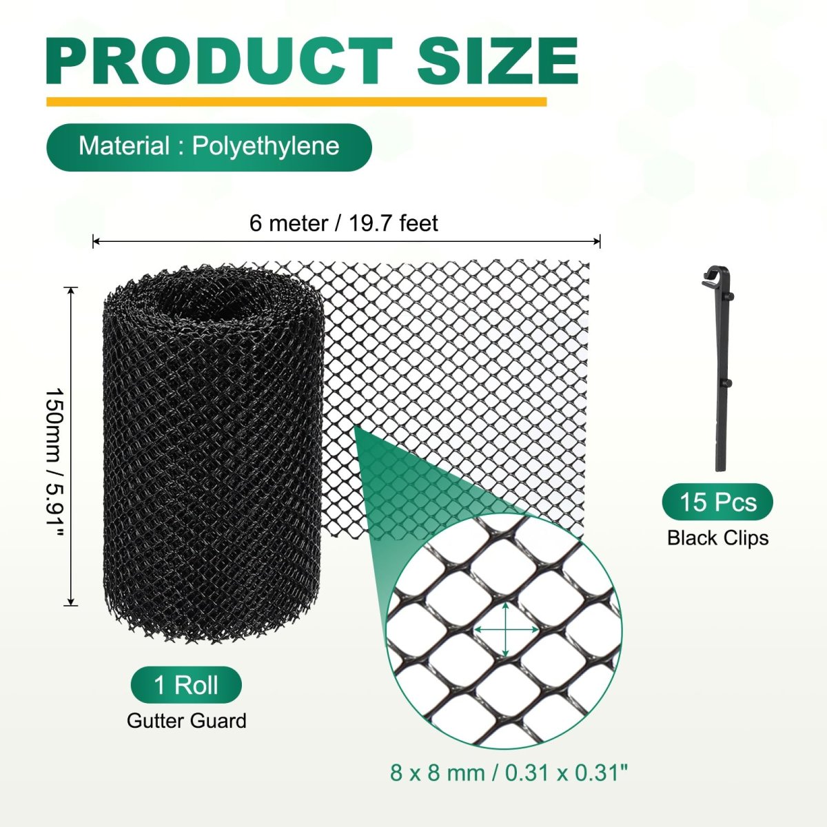 Plastic Gutter Guard Mesh Roll 19 7ft X 5 91 Inch Guards Leaf Protector With 15pcs Black Clips From Leaves Twigs Branches