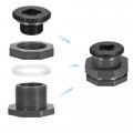 Uxcell Pvc Bulkhead Tank Adapter With Plug Fitting G3 4 Thread For Rain Buckets Water Tanks Ponds 1 Set