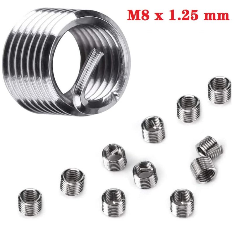 M8 X 1 25mm Thread Repair Insert Kit 30 Piece Stainless Steel Helicoil Coil Compatible Hand Tool Set For Auto Engine And
