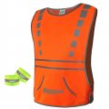 Tucoolracing Running Cycling Reflective Vest With Pocket 2 High Visibility Safety Bands Orange M