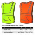 Tucoolracing Running Cycling Reflective Vest With Pocket 2 High Visibility Safety Bands Orange M