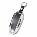 Qbuc For Tesla Key Fob Cover With Keychain Soft Tpu Protection Case Model 3 Y Silver 