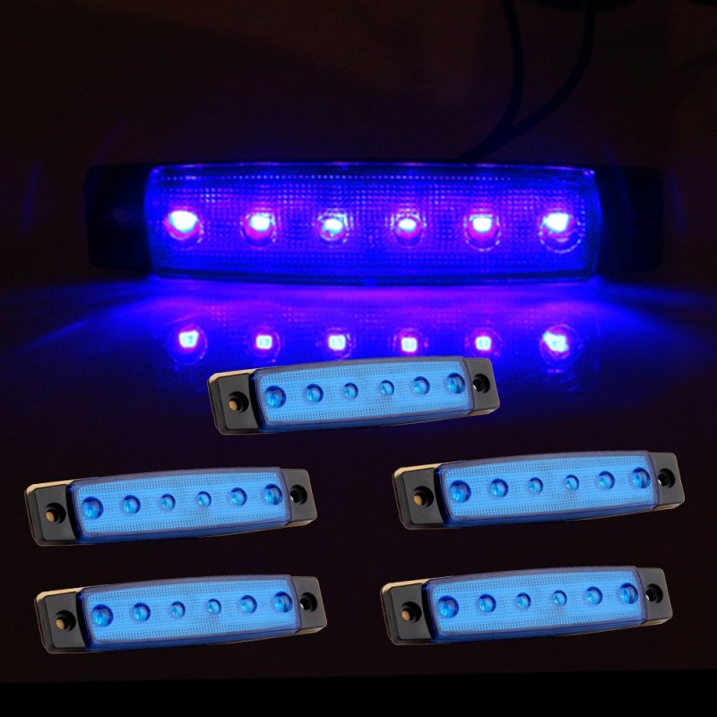 6led Side Marker Light 5pcs Blue Trailer Lamp Stop Turn Tail Fit For Boats Van Truck Pickups 12v Waterproof Signal