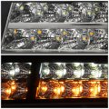 Led Drl Signal Black Housing Clear Corner Headlight Lamps Tool Kit Compatible With Chevy Avalanche Tahoe Suburban 07-14
