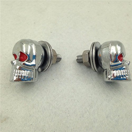 Smt-2 Pcs Chrome Skull Red Eye Bolts Screws For Universal License Plate Tag Frame Windshield Trim Fantastic Replacement