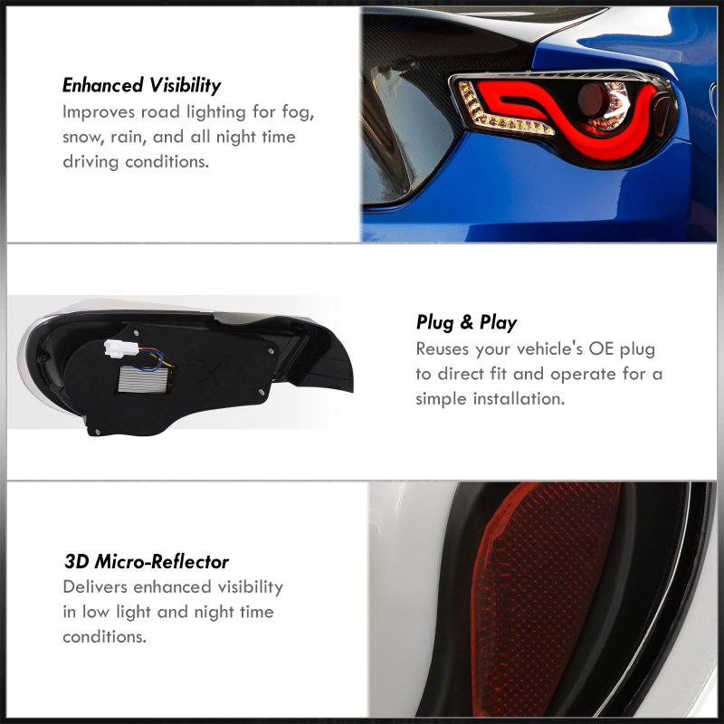 Led Streak Tail Lights Pair For Frs Brz Black