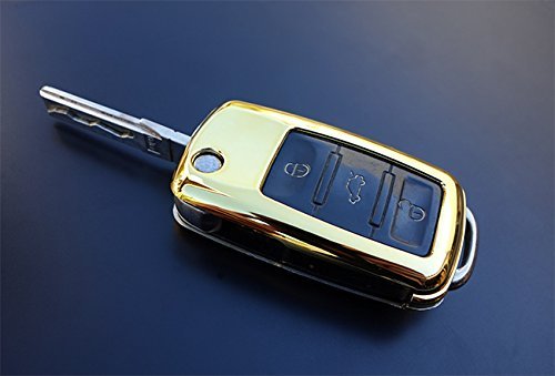 Originaleuro Gold Car Remote Flip Key Cover Case Skin Shell Cap Fob Protection Abs For Vw -2009