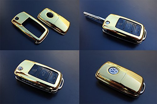 Originaleuro Gold Car Remote Flip Key Cover Case Skin Shell Cap Fob Protection Abs For Vw -2009