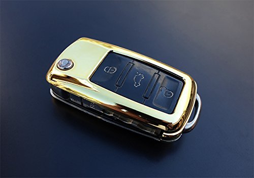 Originaleuro Gold Car Remote Flip Key Cover Case Skin Shell Cap Fob Protection Abs For Vw -2009