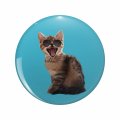 1080 Graphics Cat With Specs Key Chain Double Sided Stainless Steel Keychain 