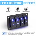 Bunker Indust 4 Gang Rocker Switch Aluminum Panel With Blue Led Light Waterproof 5 Pin On Off Toggle Switches For 12v 24v