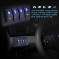 Bunker Indust 4 Gang Rocker Switch Aluminum Panel With Blue Led Light Waterproof 5 Pin On Off Toggle Switches For 12v 24v