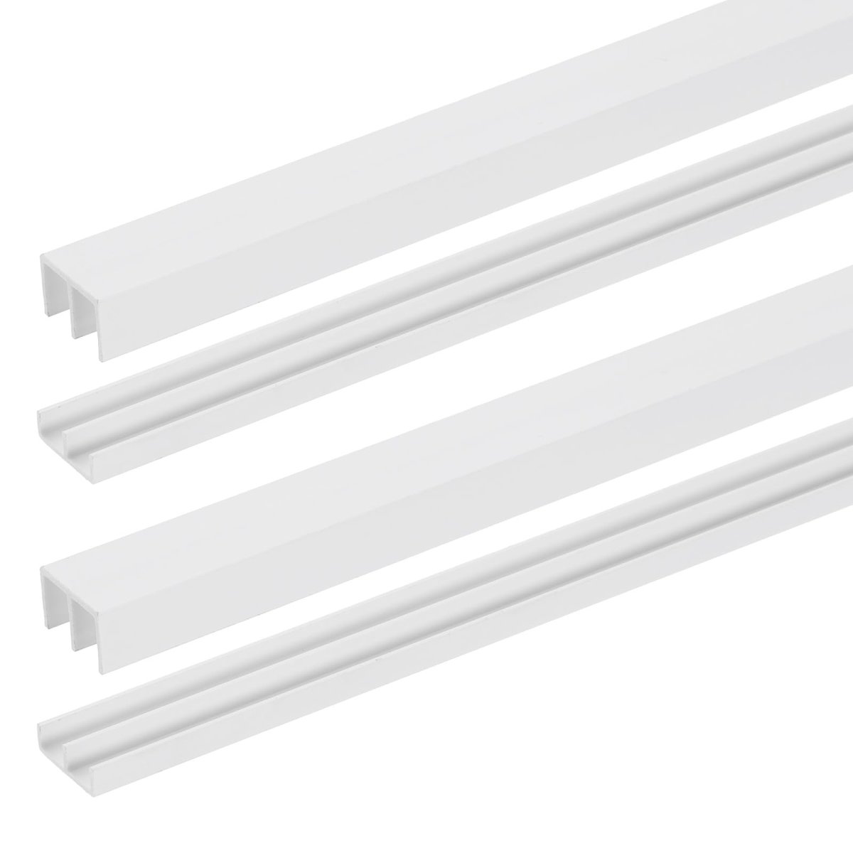 Plastic Upper And Lower Window Sliding Track Set For Glass Cabinet Closet Door 2 Sets White Fit 15 64 In Thick Panel 1 3 Ft X