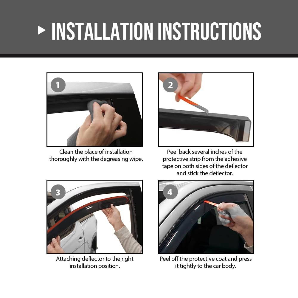 4pcs In-channel Window Visors Sun Rain Guards Side Wind Deflector For Chevy Silverado Gmc Sierra 1500 Crew Cab Only Chevy