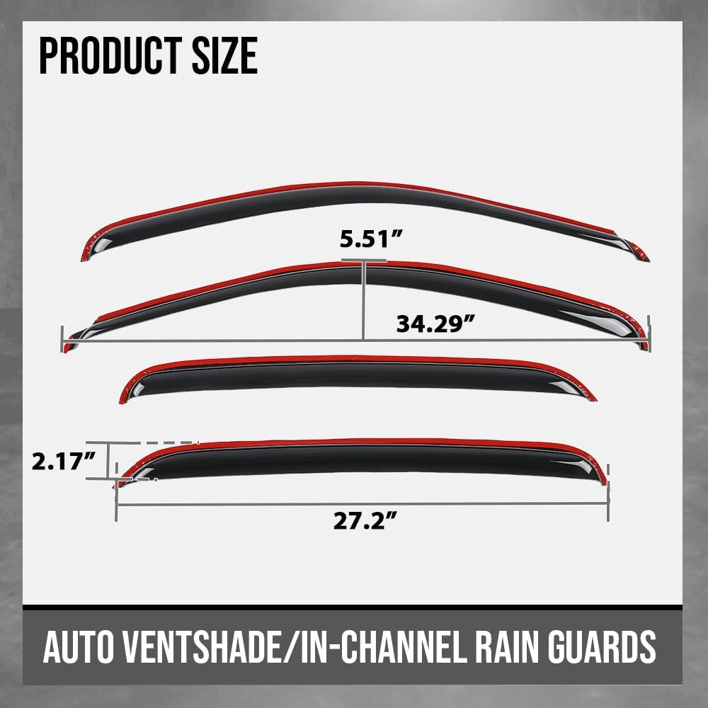 4pcs In-channel Window Visors Sun Rain Guards Side Wind Deflector For Chevy Silverado Gmc Sierra 1500 Crew Cab Only Chevy