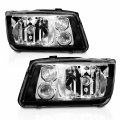 Amerilite Headlights Black W Fog Lights For Volkswagan Jetta Passenger And Driver Side