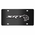 Ipick Image Compatible With Dodge Srt Hellcat 3d Logo On Black Carbon Fiber Patten Stainless Steel License Plate