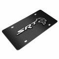 Ipick Image Compatible With Dodge Srt Hellcat 3d Logo On Black Carbon Fiber Patten Stainless Steel License Plate