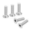 M8-1 25 X 30mm Flat Head Torx Anti Theft Machine Screws 20 Pcs 304 Stainless Steel Drive Countersunk Full Thread Silver 