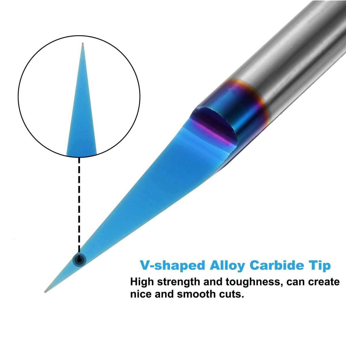 V Groove Router Bit 15 Degree 0 005 Tip Width 1 4 Inch Shank Cnc Engraving Bits With Nano Blue Coated Solid Carbide Cutter For