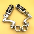 Chrome Adjustable Highway Peg Mounting Kit Wing Zombie Skull Footrest For 1 25 In Front Engine Guard Frame Tube V Star Roadstar 