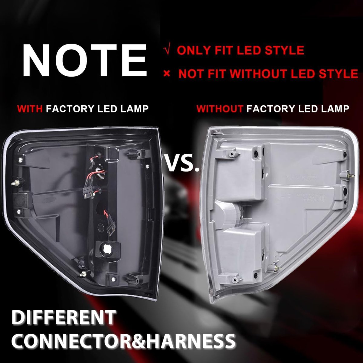Led Tail Light Assembly With Wiring Harness For Ford F150 2009 2014 Smoke Lens Black Housing Rear Brake Lamps Bl3z13405b