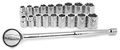 Performance Tool W38302 17 Piece 1 2 Drive Sae And Metric 6 Point Socket Set With Ratchet 