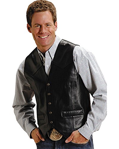 Roper Mens Lamb Leather Vest Black X-large