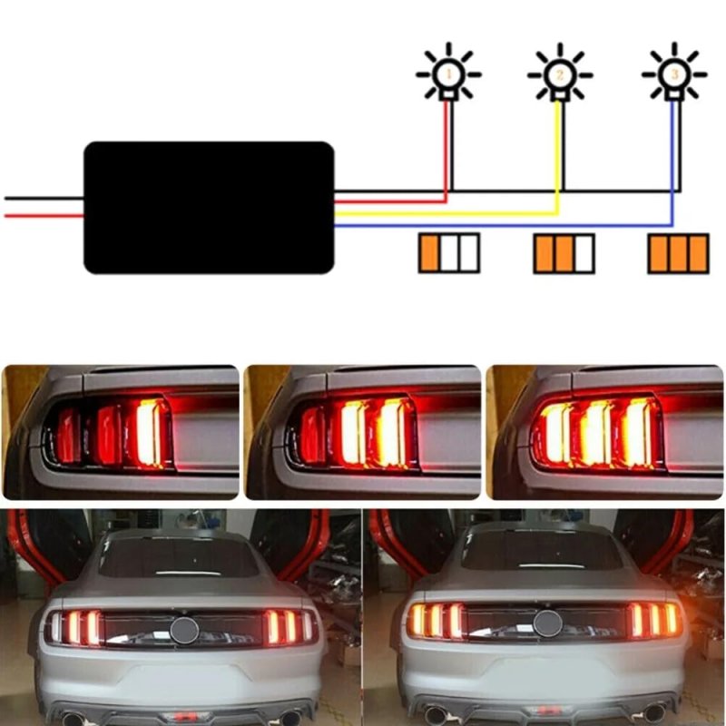 Yullign 3-step Sequential Dynamic Chase Flash Module Boxes Mustang Front Rear Turn Signal Light Led Controller For Ford 2pcs
