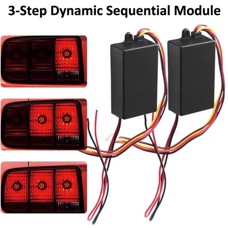Yullign 3-step Sequential Dynamic Chase Flash Module Boxes Mustang Front Rear Turn Signal Light Led Controller For Ford 2pcs