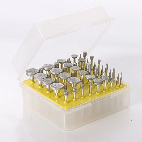 Agile-shop 50 Pcs Diamond Tipped Coated Rotary Grinding Head Jewelry Lapidary Burr Grit