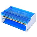 Terminal Block Distribution Box Din Rail 4 Single Phase Blocks With Transparent Dust Cover Circuit Breaker