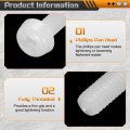 100pcs M3x20mm Threaded Nylon Phillips Cross Pan Head Machine Screws Bolts White