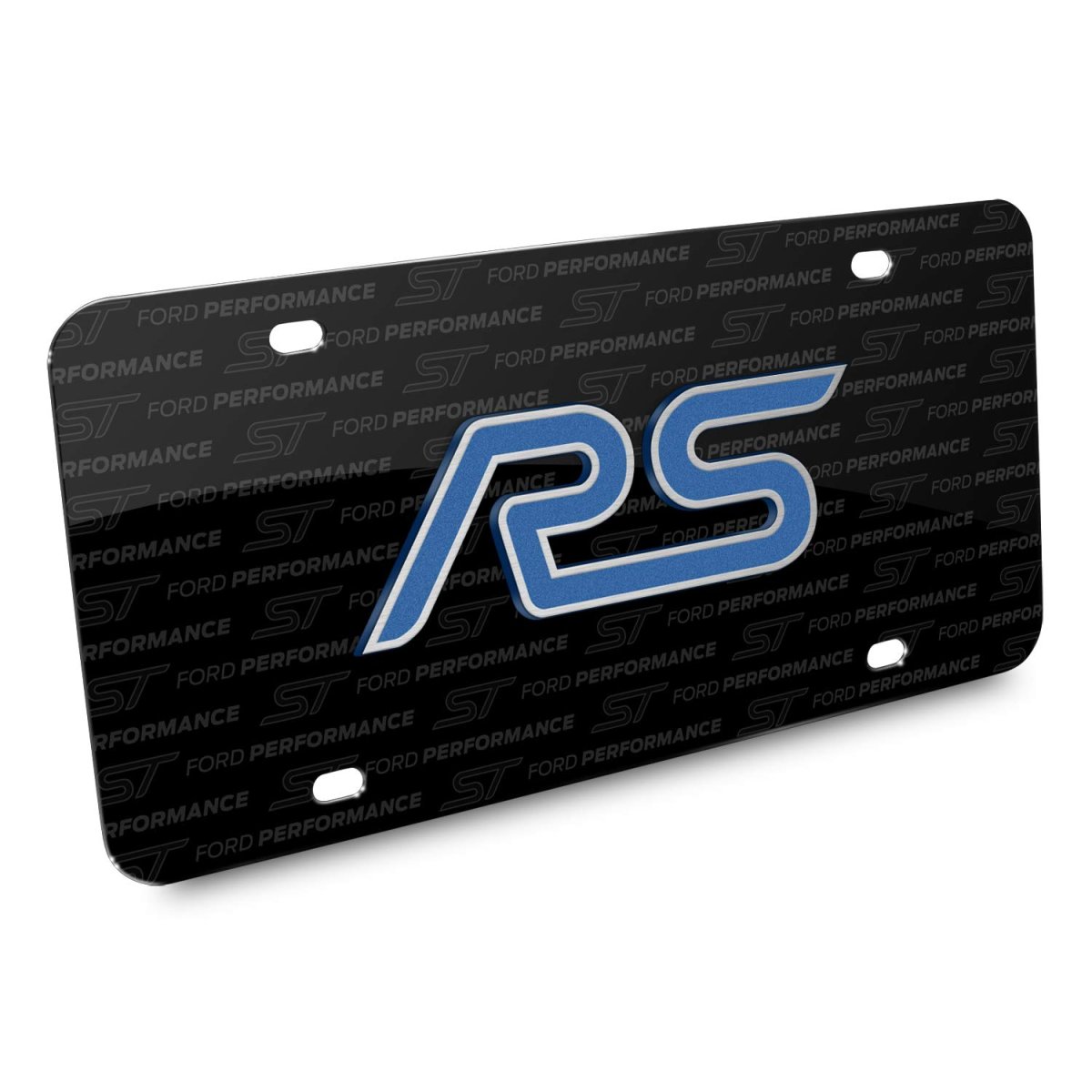 Ford Focus Rs 3d Logo Black Aluminum License Plate Official Licensed Pattern Universal Fit For Car Suv Truck 12 In X 6