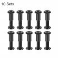 Uxcell Screw Post Fit For 5 16 8mm Hole Dia Male M6x25mm Binding Bolts Leather Fastener Carbon Steel Black 10 Sets