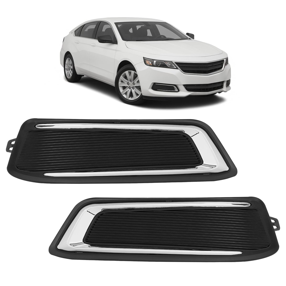 Hecasa Pair Fog Light Covers For 2014-2020 Chevy Chevrolet Impala Ls Lt Ltz Front Bumper Lamp Bezel Trim Left Right Side