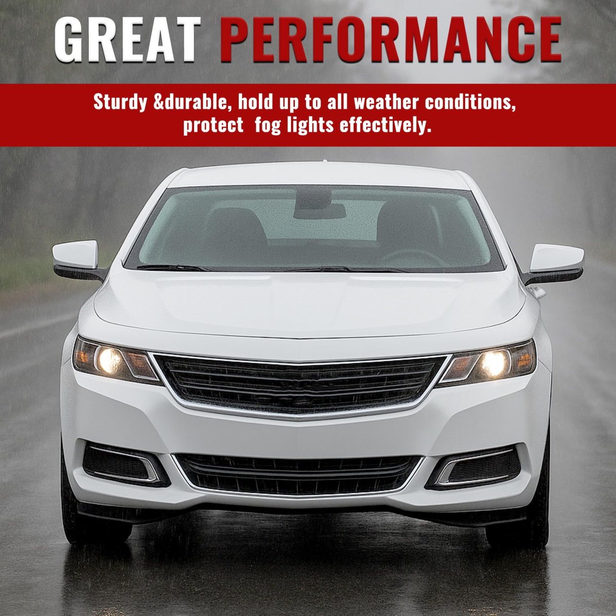 Hecasa Pair Fog Light Covers For 2014-2020 Chevy Chevrolet Impala Ls Lt Ltz Front Bumper Lamp Bezel Trim Left Right Side