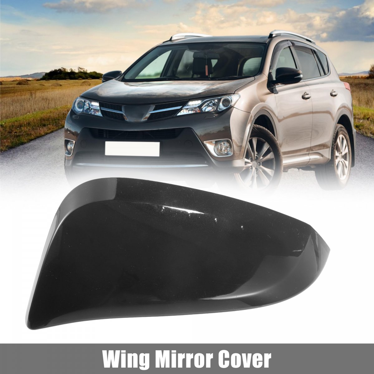 Black Left Side Car Door Wing Mirror Cover Rear View Cap For Toyota Rav4 2013-2019