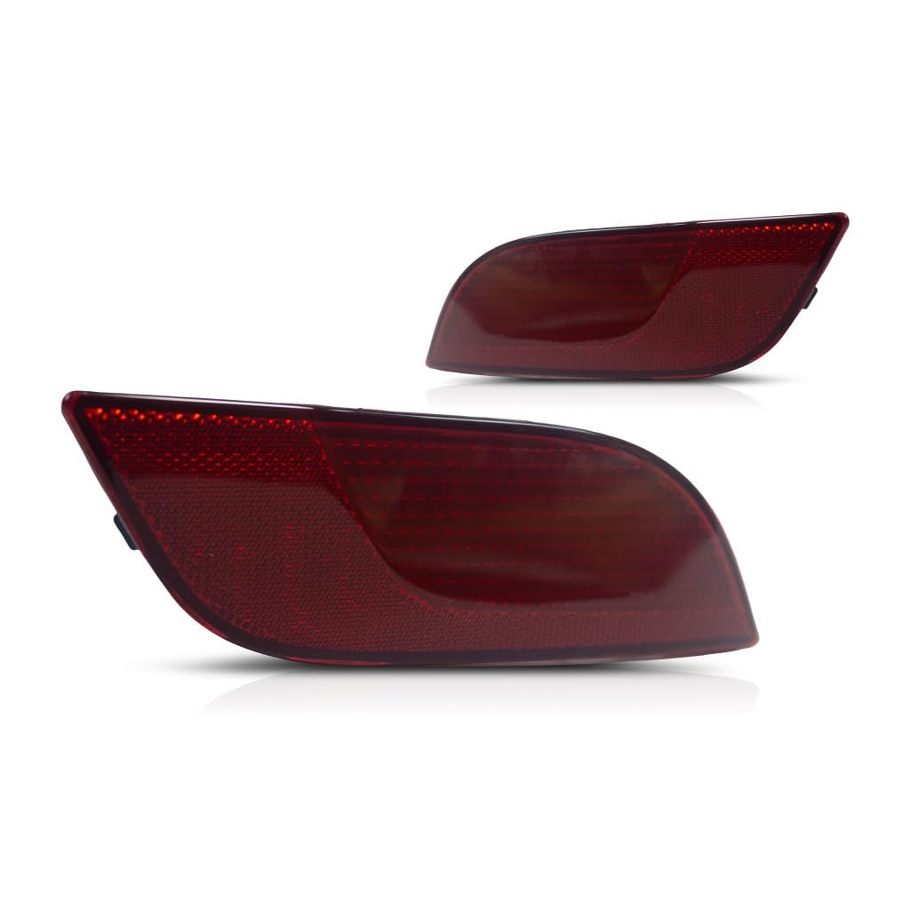 Rear Bumper Reflector Pair For Jeep Compass 2017 To 2024 Capa Red Lens Abs Plastic With Bulbs Ch1184106c Ch1185106c 55112679aa