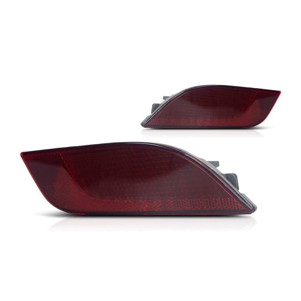 Rear Bumper Reflector Pair For Jeep Compass 2017 To 2024 Capa Red Lens Abs Plastic With Bulbs Ch1184106c Ch1185106c 55112679aa