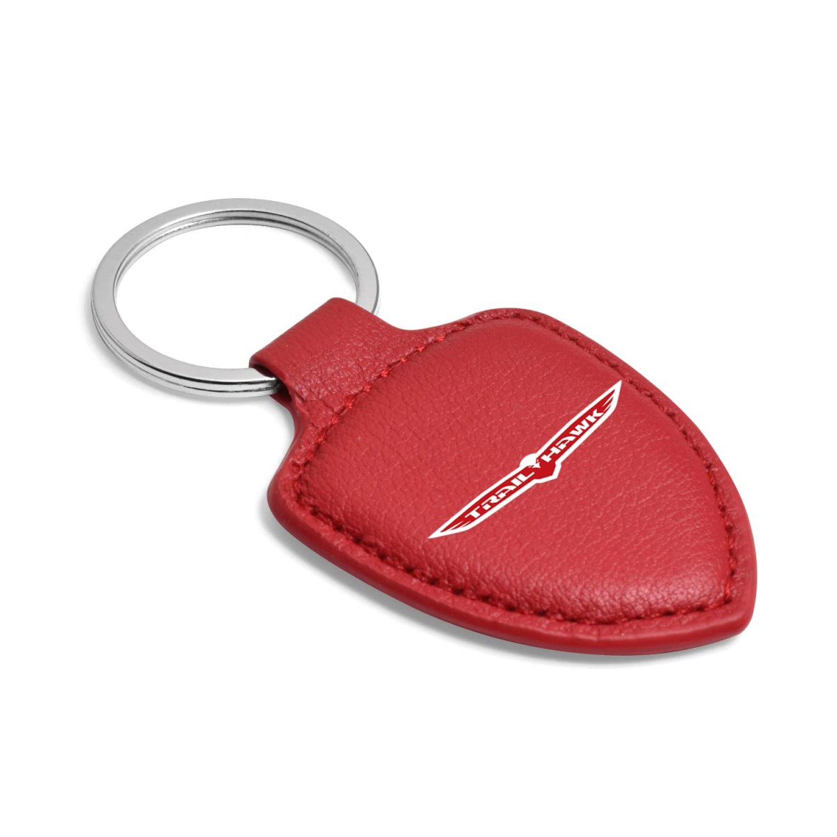 Jeep Trailhawk Red Shield-shape Style Genuine Leather Key Chain Official Licensed
