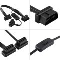 Obd2 Cable Male Dual Female Splitter Extension Adapter With Switch Black 12 6in