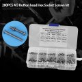 280pcs M3 Button Hex Socket Head Screws Bolts 304 Stainless Steel And Nuts Machine Fastener Assortment Kit