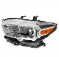 Led Drl Halogen Projector Headlight Chrome Driver Side For 2016 To 2019 Toyota Tacoma Trd Limited Clear Polycarbonate Lens H11 
