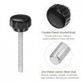 Uxcell 20pcs M6 X 50mm Male Thread Knurled Knobs Thumb Screws Clamping Grip 25mm Plastic Round Head Hand Thumbscrews Black