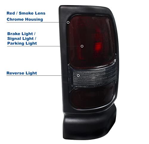 Tail Brake Lights Rear Lamps Red Smoke For 1994-2001 Dodge Ram 1500 1994-2002 2500 3500