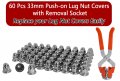 Podoy       33mm Lug Nut Covers Stainless Steel Push-on For Semi Trucks Polished Bullet Flanged 33 Mm X 2 1a Height 60