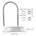 Uxcell Round U-bolt 2 05 52mm Inner Width 100mm Length Steel M6 With Nuts Plate Washers