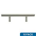 10 Pack Rok Hardware 3 Hole Centers Brushed Nickel Kitchen Cabinet Euro Style Drawer Door Steel T Bar Pull Handle 6 Length 