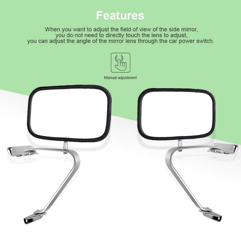 Pair Side View Towing Mirrors For 1980 To 1996 Ford F150 F250 F350 F450 Ranger Bronco Explorer Manual Folding Chrome With Flat
